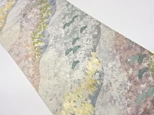 リサイクル　松に桜・紅葉・木々模様織出し袋帯